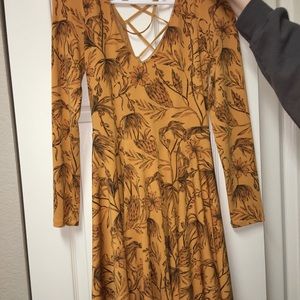 Mustard yellow flower dress